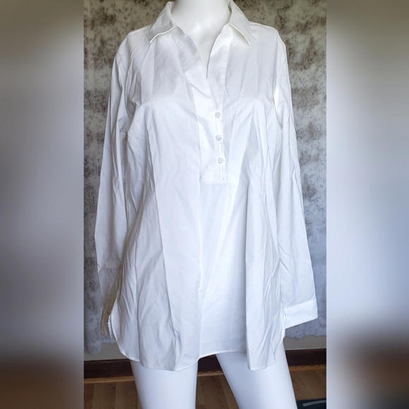 Talbots Blouse Shirt White Long Sleeve Pullover Stretch Women's Size 8 - Picture 2 of 12